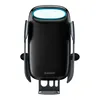 A black car phone holder with a glowing blue light at the top. Voir les images du produit