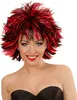 A woman wearing a black strapless top and a spiky red and black wig. Anteprima dell’immagine prodotto