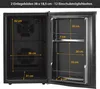 Interior view of an open refrigerator with dimensions marked. Anteprima dell’immagine prodotto