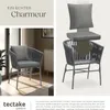 A collage showing a chair with cushions and text describing its features. Náhled obrázku produktu