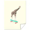 MuchoWow® Poster Giraffe - Muster - Skateboard - Rosa - Produktbild-Vorschau 1