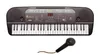 A black electronic keyboard with a microphone in front of it, on a white background. Náhľad obrázku produktu