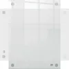 A white glass board with silver mounting hardware, displayed against a bright, window-lit background. Náhľad obrázku produktu