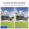 A split image showing a house with a car in the driveway, comparing 4K and 2K resolution views. Produktbild-Vorschau