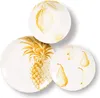 Three plates with fruit illustrations are arranged on a white background. Podgląd zdjęcia produktu