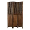 Homestyle4u Paravent Raumteiler 3 teilig Holz Braun Rattan Produktbild-Vorschau 3