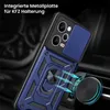 A blue rugged phone case with a ring holder is shown attached to a car air vent via a magnetic mount. Produktbild-Vorschau