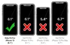 This image displays a size chart for iPhone cases, showing which iPhone models are compatible with a particular case. Náhled obrázku produktu