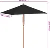 vidaXL Parasol avec mât en bois noir 150x200 cm Voir les images du produit 7