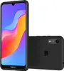 A black silicone phone case is shown from the front and back, with the front displaying a colorful wallpaper. Náhľad obrázku produktu
