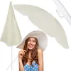 A collage featuring a closed umbrella, an open umbrella, and a woman wearing a large hat and sunglasses. Voir les images du produit