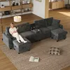 Merax U-Form Ecksofa mit 2 Hockern, USB-, Type-C, Produktbild-Vorschau 1
