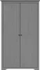 A front view of a gray wooden wardrobe with two doors. Voir les images du produit