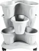 A white, multi-tiered planter with wheels. Náhľad obrázku produktu