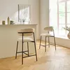 Zestaw 2 stołków z tkaniny w melanż i metalowymi nogami - Podgląd zdjęcia produktu 2