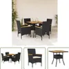 The Living Store 5-tlg. Garten-Essgruppe mit Kissen Schwarz Produktbild-Vorschau 1