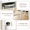 A collage of images showing details of a white nightstand, including its open shelves, wooden legs, and adjustable feet. Náhled obrázku produktu
