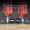A diagram showing the difference between laser cutting with and without air assist, highlighting dust removal and cooling. Produktbild-Vorschau