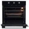 An open built-in oven with racks and a baking tray inside. Produktbild-Vorschau