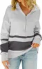 ASKSA Women's Knitted Jumper Colourblock Pullover Zip Lapel Produktbild-Vorschau 1