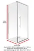 A diagram of a shower cabin with dimensions and installation information. Produktbild-Vorschau