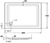 Technical drawing of a shower tray with dimensions. Produktbild-Vorschau