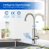 A kitchen faucet with a digital display showing water temperature, set against a kitchen counter and sink. Podgląd zdjęcia produktu
