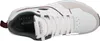 A top-down view of a white Skechers sneaker with maroon and gray accents. Voir les images du produit