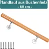 Handlauf Buche 60 cm lang mit 6 Montagedübeln Produktbild-Vorschau