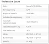 A table of technical specifications for a battery. Produktbild-Vorschau