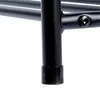Close-up view of the bottom of a black metal shelf unit. Náhled obrázku produktu