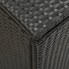 A close-up view of the corner of a black poly rattan storage box. Náhled obrázku produktu