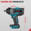 A cordless impact wrench with dimensions indicated. Podgląd zdjęcia produktu