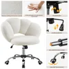 A collage of images showcasing a white office chair and its features. Produktbild-Vorschau