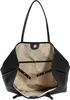 The inside of an open black tote bag is shown against a white background. Produktbild-Vorschau