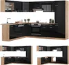 Eckküche Vicco R-Line Schwarz Hochglanz/Goldkraft Eiche 287 Produktbild-Vorschau 9