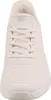 A close-up front view of a white Skechers sneaker. Voir les images du produit
