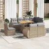 vidaXL 9-tlg. Garten-Sofagarnitur mit Kissen Beige Poly Produktbild-Vorschau 2