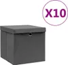 vidaXL Úložné boxy s víkem 10 ks 28x28x28 cm šedé Náhled obrázku produktu 6