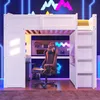 Gaming Hochbett mit Schreibtisch, LED-Beleuchtung, USB & Produktbild-Vorschau 1