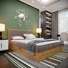 A bedroom scene with a bed, nightstands, a mirror, and a bookshelf. Náhled obrázku produktu