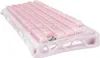 A pink mechanical keyboard with a unique white frame. Produktbild-Vorschau