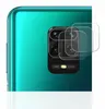 A close-up view of a smartphone's rear camera module with two transparent screen protectors placed over it. Produktbild-Vorschau