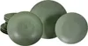 A set of green ceramic plates and bowls stacked and arranged on a white background. Náhľad obrázku produktu