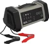 A car battery charger with its cables and clamps in front of it, set against a white background. Produktbild-Vorschau
