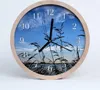 Holzuhr 30fi cm wanduhr - Gras Blumen Produktbild-Vorschau 1