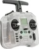A transparent radio controller with a black handle and various buttons and joysticks. Produktbild-Vorschau
