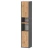 STIV Möbel | Hochschrank Bad Grau Matt / Eiche Wotan 165 cm Produktbild-Vorschau 1