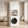 Badschrank Weiss stehend | Schmaler Badezimmerschrank mit 4 Produktbild-Vorschau 4