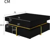 A diagram showing the dimensions of a black coffee table with gold accents. Náhled obrázku produktu